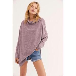 Free People Bella Vista Tunic Top in Fig Sorbet Size XS Purple Oversized Slouchy